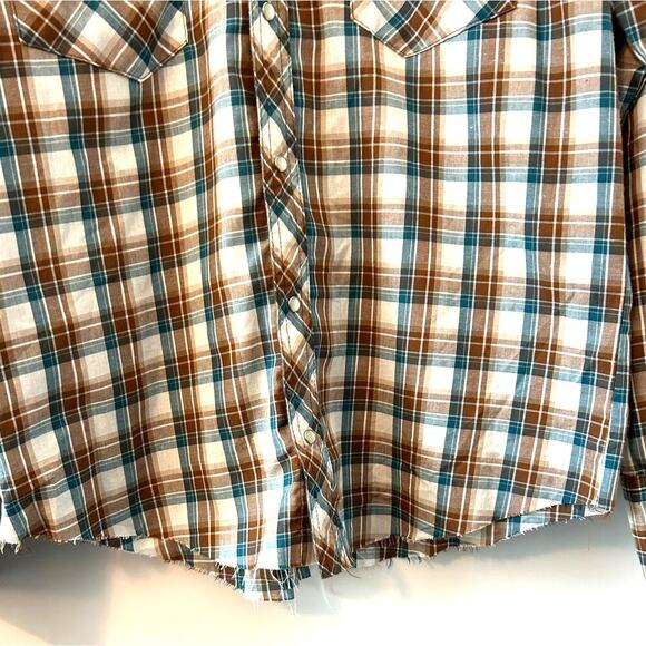 Wrangler Men's Wrancher Shirts SZ M Blue & Brown - Picture 4 of 5